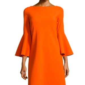La Petite Robe Chiara Boni Natalia Bell Sleeve A Line Orange 🍊 Shift Dress NWOT